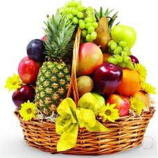Deluxe Fruit Basket with Floral Decor (Regular)